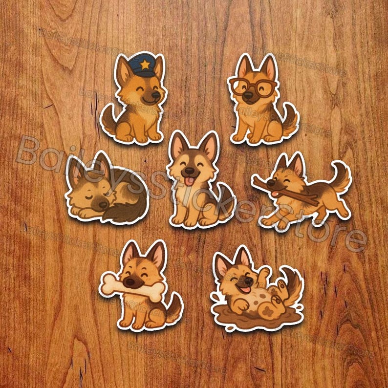 Picture Idea: German Shepherd Sticker Pack Waterproof Vinyl Puppy Decals