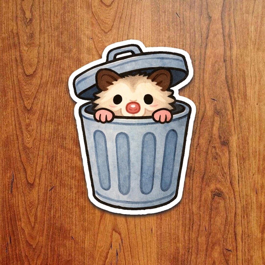 Funny Possum in Trash Can Sticker: Waterproof Vinyl Decal - Etsy