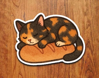 Tortoiseshell Loaf Cat Sticker: Kawaii Vinyl Decal