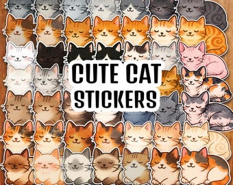 Cute Cat Stickers: Waterproof Kawaii Vinyl Decals for Laptop, Water Bottle