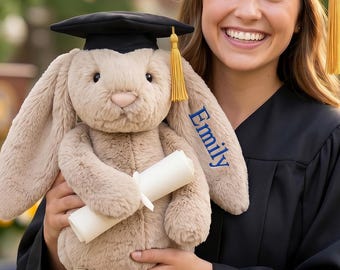 Custom Embroidered with Name, Graduation Bunny Gift, Cute College Grad Gift, Class of 2026