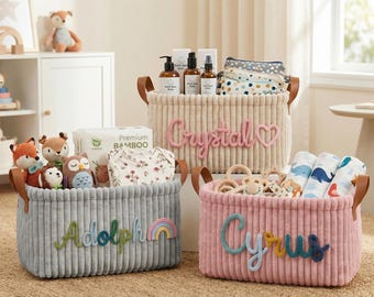Personalized Dog Toy Basket, Custom Name Corduroy Pet Storage Bin, Dog Toy Organizer, New Puppy Gift for Dog Owners