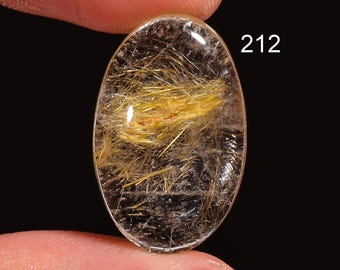 Natural Golden Rutile Quartz Oval Cabochon, 17 Cts Gemstone Jewelry Supply (23X14X5 mm)