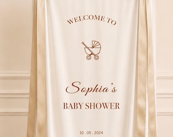 Cartello personalizzato in tessuto per baby shower: striscione in cotone personalizzato