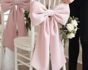 Velvet Bow Wedding Accessory, Elegant Ceremony Decor, Chair Accent (Reusable)