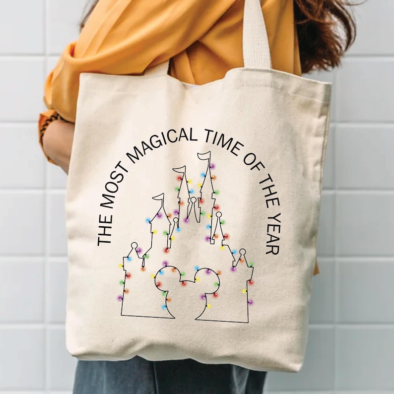 Torba świąteczna z Myszką Miki: płótno bawełniane, 15x16 cali zdjęcie 1