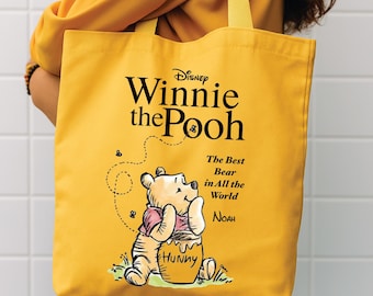 Torba z płótna bawełnianego z Kubusiem Puchatkiem, torba na książki