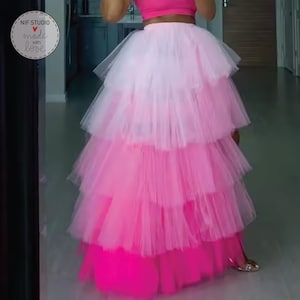 Personalisierter Maxi-Tüllrock: 5-lagiges Regenbogen-Tutu, Brautjungfer-Rock