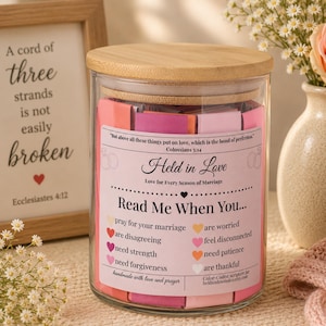 Scripture Jar for Marriage - Christian Wedding Gift - Bible Verses in a Jar for Couples, Bridal Shower Gift, Anniversary Encouragement
