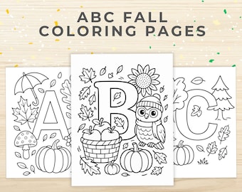 Fall Coloring Pages | Alphabet Fall Coloring Book | ABC Autumn Coloring Sheets for Kids | Autumn Activities Printable | Color Book