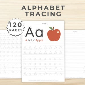 Alphabet Tracing Workbook | 120 Pages Printable ABC Worksheets | Preschool, Pre-K, Kindergarten & Homeschool Handwriting Practice