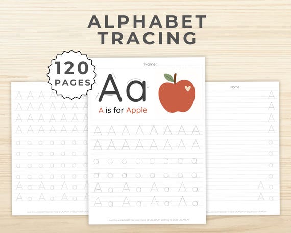 Alphabet Tracing Workbook | 120 Pages Printable ABC Worksheets | Preschool, Pre-K, Kindergarten & Homeschool Handwriting Practice