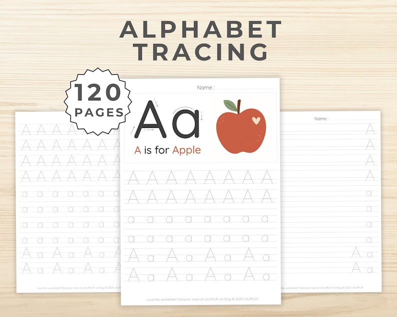Alphabet Tracing Workbook | 120 Pages Printable ABC Worksheets | Preschool, Pre-K, Kindergarten & Homeschool Handwriting Practice image 1