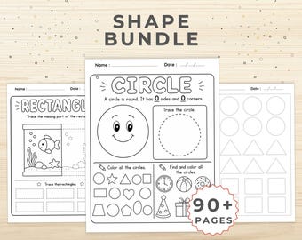 Shape Worksheets for Kids Bundle | 90+ Pages Shape of the Week | Tracing & Recognition | Homeschool Preschool Kindergarten Printable PDF