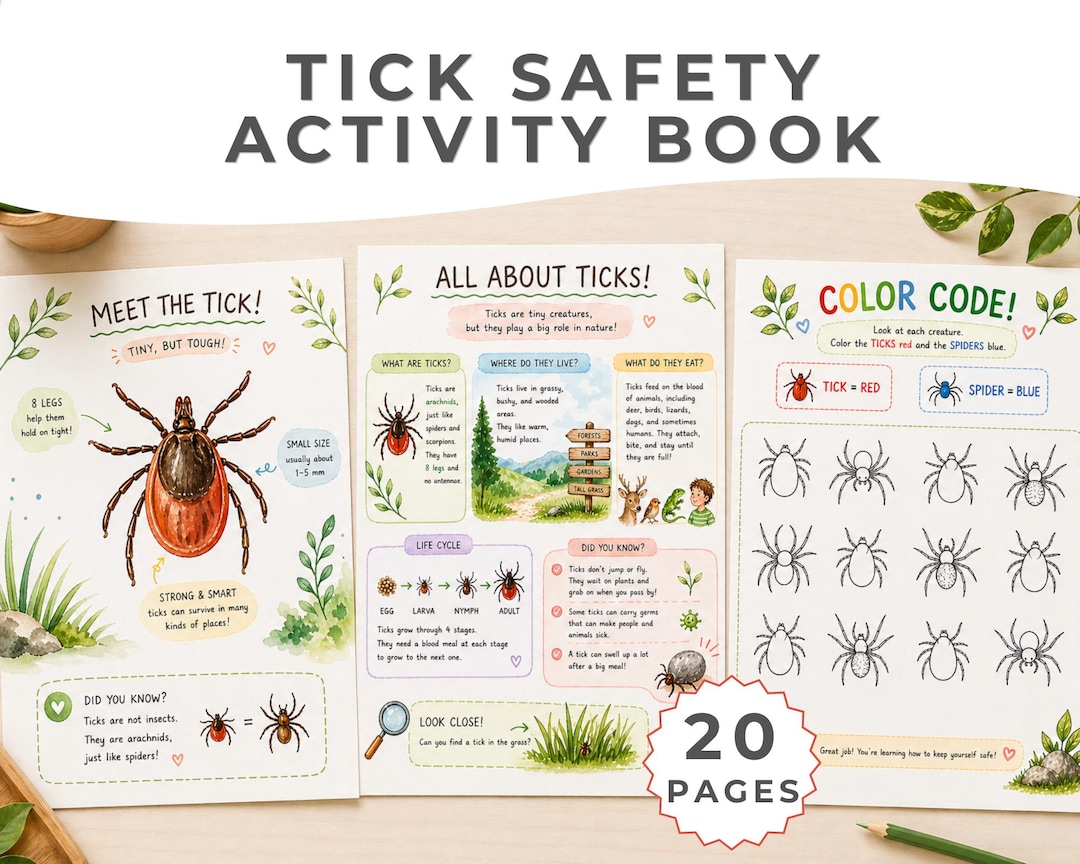 Tick Safety Activity Book for Kids | Nature Study Worksheets ...