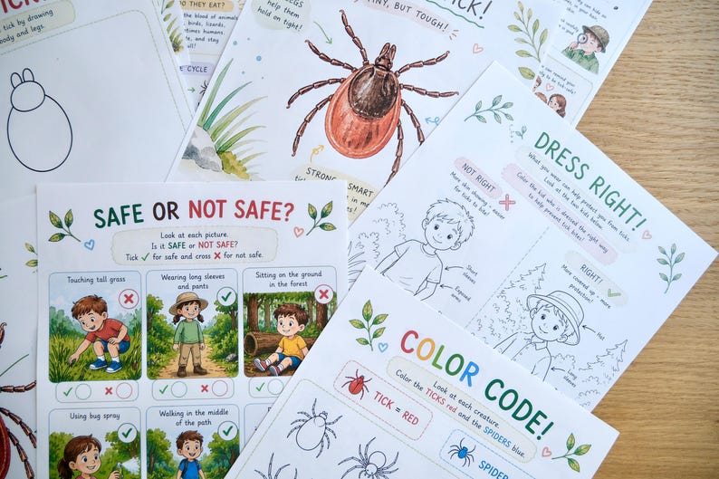 Printable Insect Safety Tick Safety Activity Book for Kids | Nature Study Worksheets ...