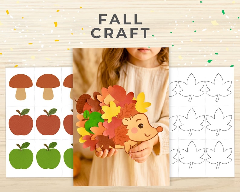 Fall Paper Craft Printable | Printable Autumn Activity for Kids | Fall Craft for Kids | Fall Coloring Pages | Autumn Craft | Fall Craft Kit image 2