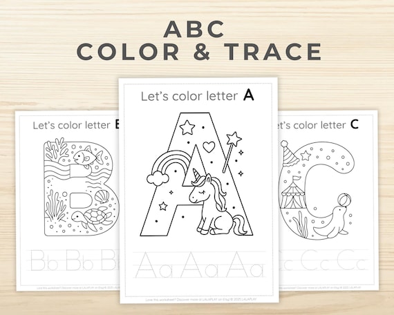 Alphabet Coloring Book | ABC Tracing | 26 Theme ABC Coloring Pages For Kids | Preschool, Kindergarten Homeschool Printable PDF | Toddler