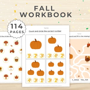 Fall Activity Bundle|Fall Worksheets for Preschool, Pre-K, Kindergarten Learning Printable|Fall Workbook|Toddler Fall Coloring, ABC, Tracing