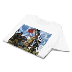 Liberty Leading the People Surreal T-Shirt – French Revolution Shirt with Eye Symbolism & Artistic Political Statement