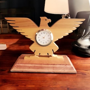 Handmade Yellowheart Eagle Clock