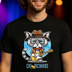 Rockstar Cat T-Shirt: Cat Richards Musician Tee | The World’s Greatest Rock ’n’ Roll Band