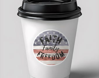 faith family freedom sticker american flag decal christian patriotic sticker vinyl usa gift idea military family gift freedom sticker laptop