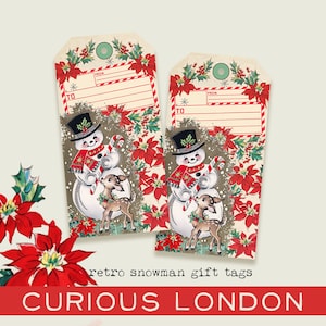 tag pupazzo di neve kitsch I tag regalo di Natale I da e per I natale vintage I natale kitsch I curiouslondon