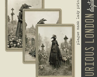 victorian mourning art  |  spooky digital art  |  plague mask  |  haunted decor  |  dark academia  |  instant download  |  curiouslondon