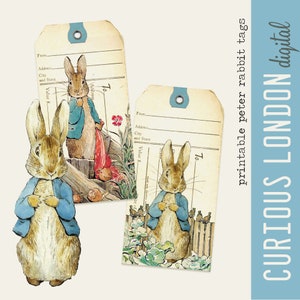 beatrix potter  l  peter rabbit gift tags  l  benjamin bunny  l  printable gift tags  l  digital download  l  journal tags  l  curiouslondon
