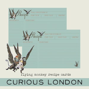 Maravillosas tarjetas con recetas del Mago de Oz I Monos Voladores I Camino de Baldosas Amarillas I Monos Voladores I Tarjetas con recetas personalizadas I Curious London