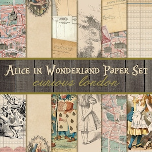 vintage alice in wonderland digital scrapbook paper I printable junk journal pages I instant download I lewis carroll I curiouslondon