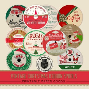 Vintage julband Ephemera: 1950-talets Yule Tye digitalt collage (digital nedladdning)