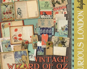 Wizard of Oz Junk Journal Kit: Vintage Style Scrapbook Paper (Digital Download)
