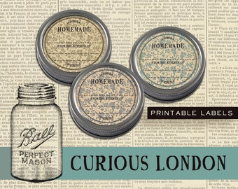 printable mason jar labels  I  canning stickers  I  shabby chic kitchen  I  farmhouse aesthetic  I  instant download  |  curiouslondon