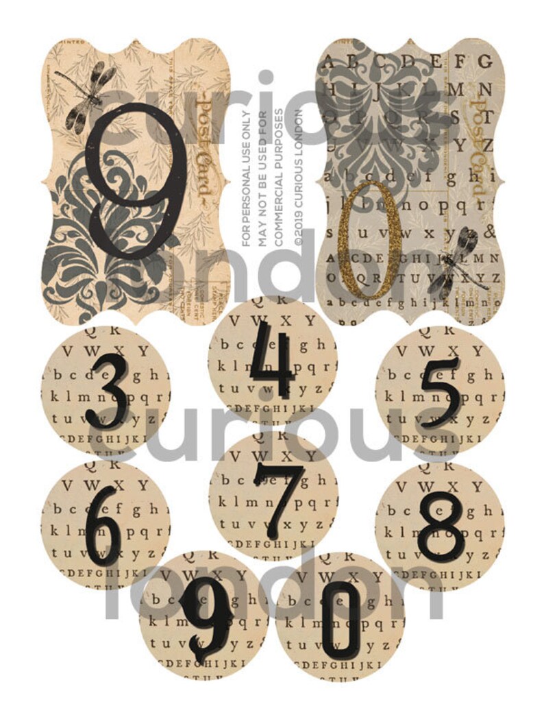 Scrapbook Elements | Printable Numbers | Instant Download | Junk ...