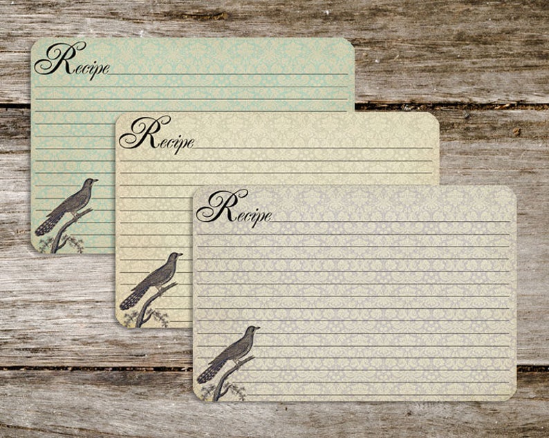 Handmade Vintage Style Old Fashioned Cuckow Bird Recipe Cards from Curious London