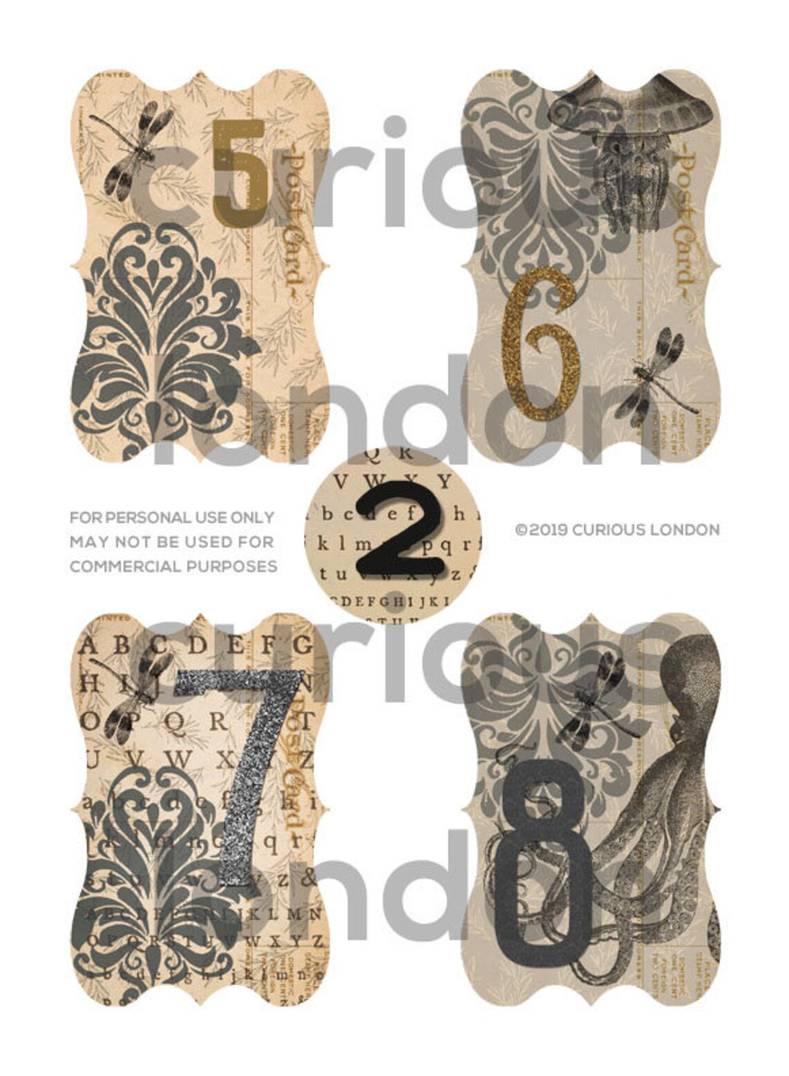 Scrapbook Elements | Printable Numbers | Instant Download | Junk ...