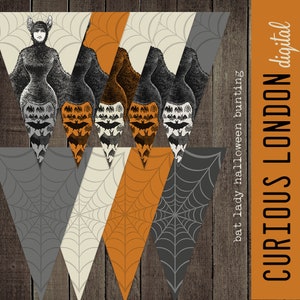 Striscione vittoriano con la Bat Lady di Halloween (download digitale stampabile)