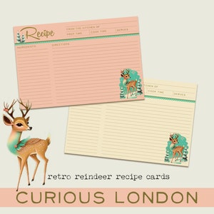 tarjetas de recetas navideñas I tarjetas de recetas personalizadas I tarjetas navideñas kitsch I ciervos kitschmas I cocina retro I curiosalondres