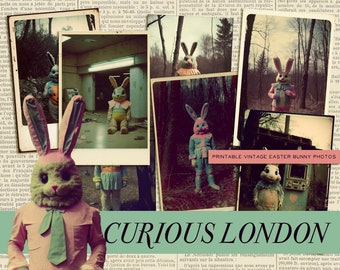 Printable Creepy Vintage Style Easter Bunny Photos for Scrapbooking & Papercrafting from Curious London