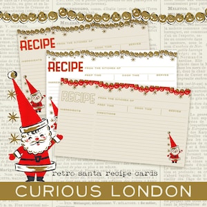 santa claus  I  recipe cards  I  retro christmas  I  vintage christmas  I  christmas recipe cards  I  custom notecards  I  curiouslondon