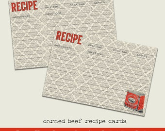 libby's corned beef  I  recipe cards  I  vintage kitchen  I  farmhouse kitchen  I  custom recipe cards  I  curiouslondon