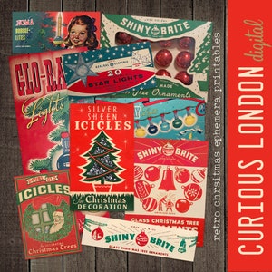 glanzende ephemera I vintage kerst digitale download I junk journal I afdrukbare kerst I kerstpapier knutselen I Curiouslondon