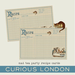 Alice in Wonderland I receptkaarten I Mad Tea Party I Lewis Carroll I vintage Alice I aangepaste notitiekaarten I Curiouslondon