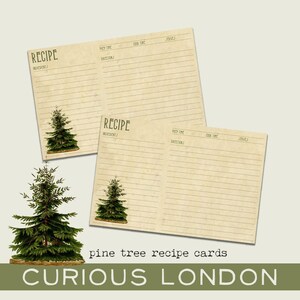 Weihnachtsrezeptkarten | Grußkarten Tannenbaum | individuelle Rezeptkarten | aus der Küche | junk journal ephemera | Kurioses London