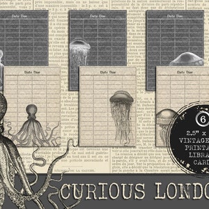 de bibliothèque de poulpes | créature des grands fonds | rebut de journal indésirable | téléchargement immédiat | éphémères de scrapbooking numérique | créations artisanales en papier | curieuxLondres