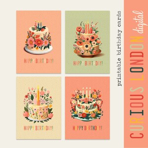 druckbare Geburtstagskarten Blumen | Herzlichen Glückwunsch zum Geburtstag | Geburtstagskuchen | digitale Karten | Sofortdownload | Kurioses London