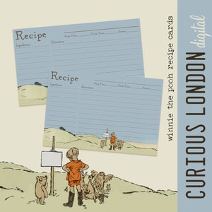 winnie the pooh  |  printable recipe cards  |  classic winnie the pooh  |  instant download  | junk journal ephemera  |  curiouslondon