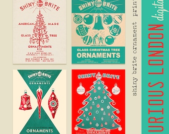 shiny brite prints  I  digital christmas prints  I  retro christmas art  I  digital prints  I  printable christmas decor  I  curiouslondon